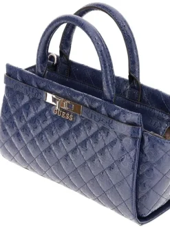 Sac porte mains marine avec des imprimés monogrammes et logo métallique