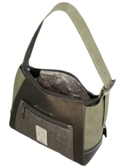 Sac porte épaule kaki avec des imprimés et une anse réglable
