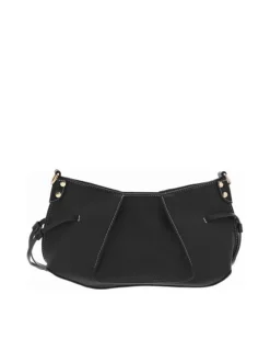 Sac porté à l'épaule noir uni avec un zip et logo de la marque
