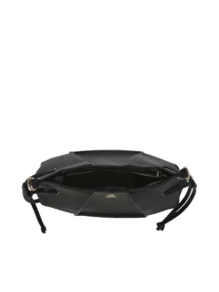 Sac porté à l'épaule noir uni avec un zip et logo de la marque
