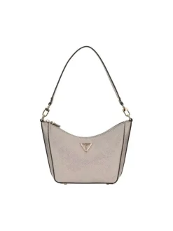 Sac porté épaule argent uni avec logo de la marque et petit poche