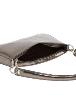 Sac porté épaule bronze uni avec fermeture zippée et monogramme