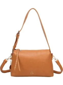 Sac porté épaule camel avec anse réglable et bandoulière amovible