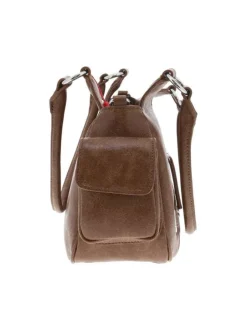 Sac porté épaule camel uni avec poches en relief sur les côtés