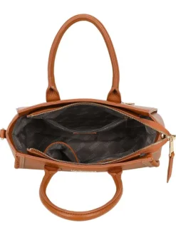 Sac porté épaule camel uni pourvu d'une bandoulière plate réglable