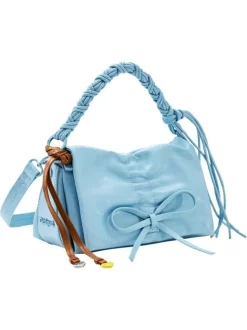 Sac porté épaule ciel uni avec une fermeture à rabat et un logo en relief