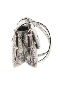 Sac à porté épaule imprimé python avec rabat à pression et logo de la marque