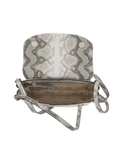 Sac à porté épaule imprimé python avec rabat à pression et logo de la marque