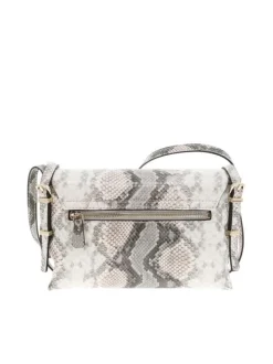 Sac à porté épaule imprimé python avec rabat à pression et logo de la marque