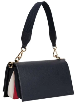 Sac à porté épaule marine uni effet texturé avec détails dorés