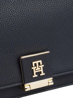 Sac à porté épaule marine uni effet texturé avec détails dorés