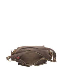 Sac porté épaule marron avec motifs léopards sur les poches de devant et côtés