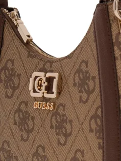 Sac à porté épaule marron orné d'un motif monogramme et pourvu d'une anse plate