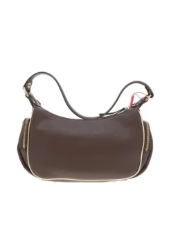 Sac porté épaule marron uni avec poches en relief sur le devant et les côtés