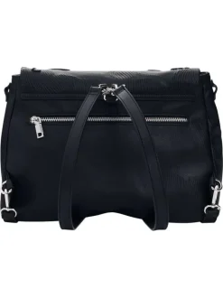 Sac porté épaule noir avec des motifs floraux pourvu d'une anse