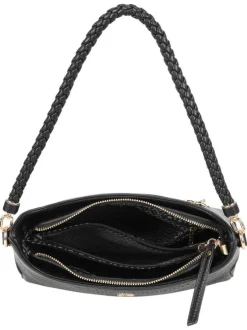 Sac porté épaule noir en maille ajourée avec anse et bandoulière amovibles