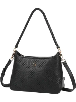 Sac porté épaule noir en maille ajourée avec anse et bandoulière amovibles