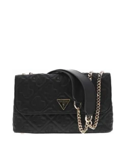 Sac porté épaule noir imprimé avec nom iconique sur le devant et des patins