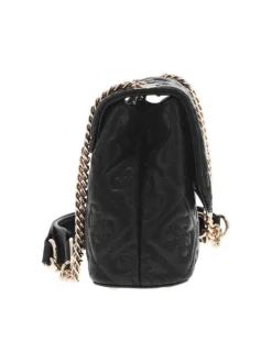 Sac porté épaule noir imprimé avec nom iconique sur le devant et des patins
