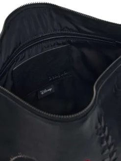 Sac porté épaule noir à imprimé pourvu d'une anse et d'une bandoulière