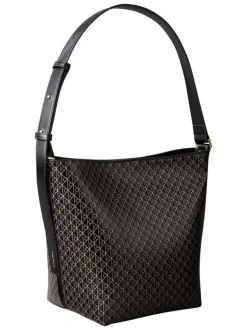 Sac porté épaule noir muni d'une anse ajustable avec des motifs monogrammes