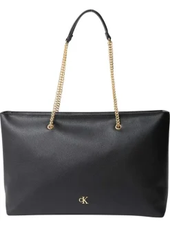 Sac à porté épaule noir uni avec chaines et logo de la marque dorés