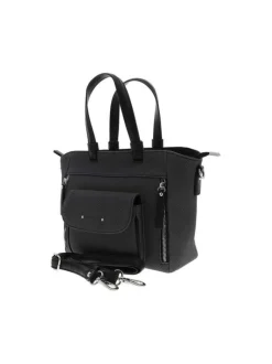 Sac porté épaule noir uni avec des anses et une bandoulière amovible
