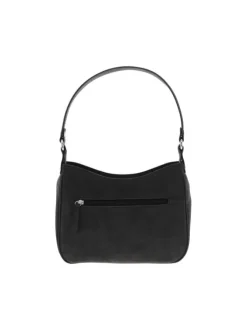 Sac porté épaule noir uni avec des strass sur le pourtour et une bandoulière