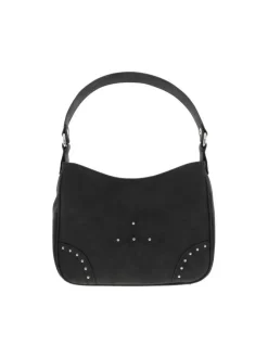Sac porté épaule noir uni avec des strass sur le pourtour et une bandoulière
