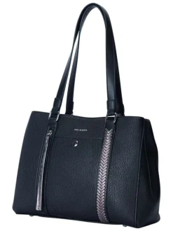 Sac porté épaule noir uni avec deux anses et une fermeture à zip
