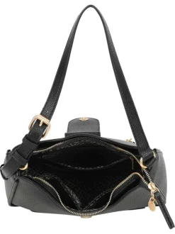 Sac porté épaule noir uni avec détails dorés et anse réglable