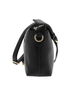 Sac porté épaule noir uni avec détails dorés et 3 poches zippées