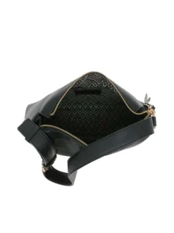 Sac porté épaule noir uni avec détails dorés et 3 poches zippées