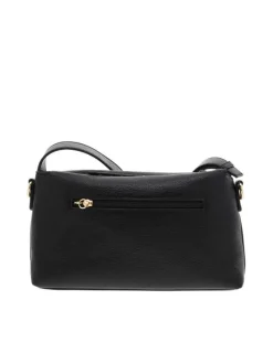 Sac porté épaule noir uni avec détails dorés et 3 poches zippées