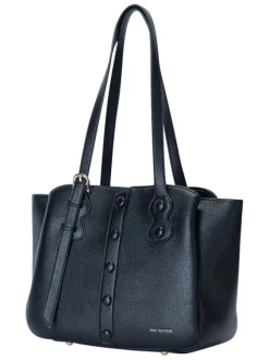 Sac porté épaule noir uni avec fermeture à zip et à pressions
