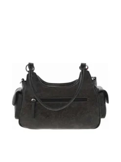 Sac porté épaule noir uni avec poches en relief sur les côtés