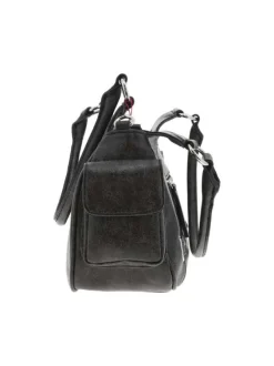 Sac porté épaule noir uni avec poches en relief sur les côtés