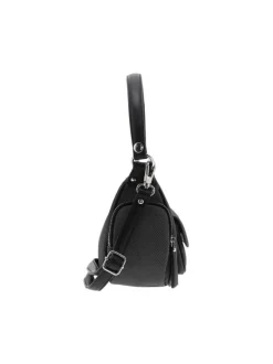 Sac porté épaule noir uni avec une poche à rabat pression à l'avant
