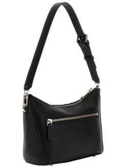 Sac porté épaule noir uni avec zip et logo en pièces métalliques