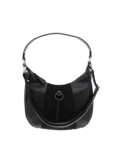 Sac porté épaule noir uni effet grainé avec une fermeture zippée