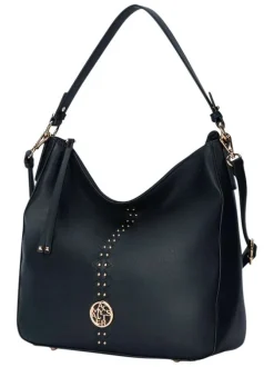 Sac porté épaule noir uni muni d'une bandoulière réglable et un zip