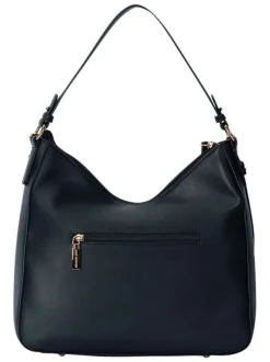 Sac porté épaule noir uni muni d'une bandoulière réglable et un zip
