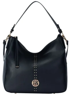 Sac porté épaule noir uni muni d'une bandoulière réglable et un zip