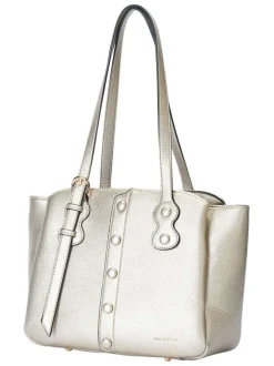 Sac porté épaule or uni avec deux anses et fermeture à zip et pressions