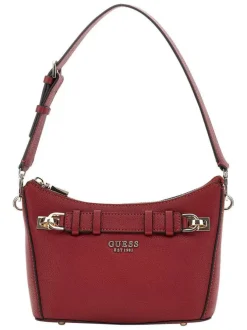 Sac à porté épaule rouge pourvu d'une fermeture zippée dorée