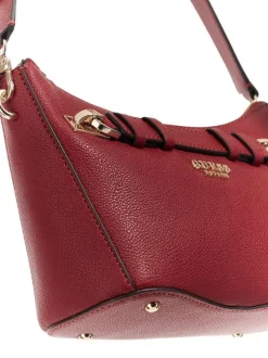 Sac à porté épaule rouge pourvu d'une fermeture zippée dorée