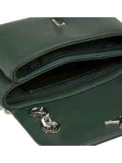 Sac porté épaule sapin uni avec bandoulière en chaîne métallique argentée