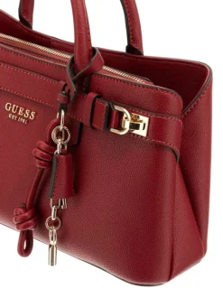 Sac rouge uni porte-mains et à bandoulière avec nom de la marque