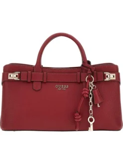 Sac rouge uni porte-mains et à bandoulière avec nom de la marque