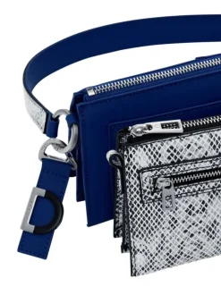Sacs amovibles porté épaule bleu et python ornés du logo de la marque